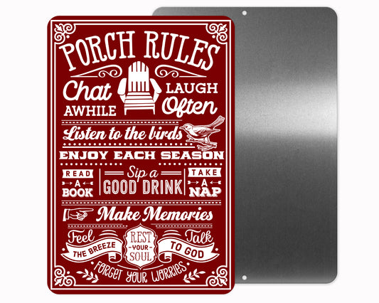 Porch Rules Metal Sign