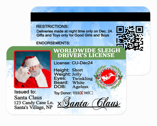 Santa's Driver License, Santa Lost License, North Pole Drivers License, Santa Sleigh License, Christmas Décor, Kids Believe in Santa