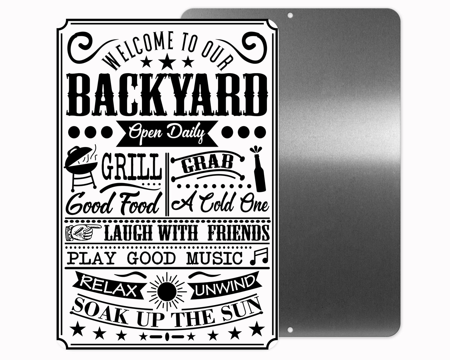 Welcome to Our Backyard Metal Sign