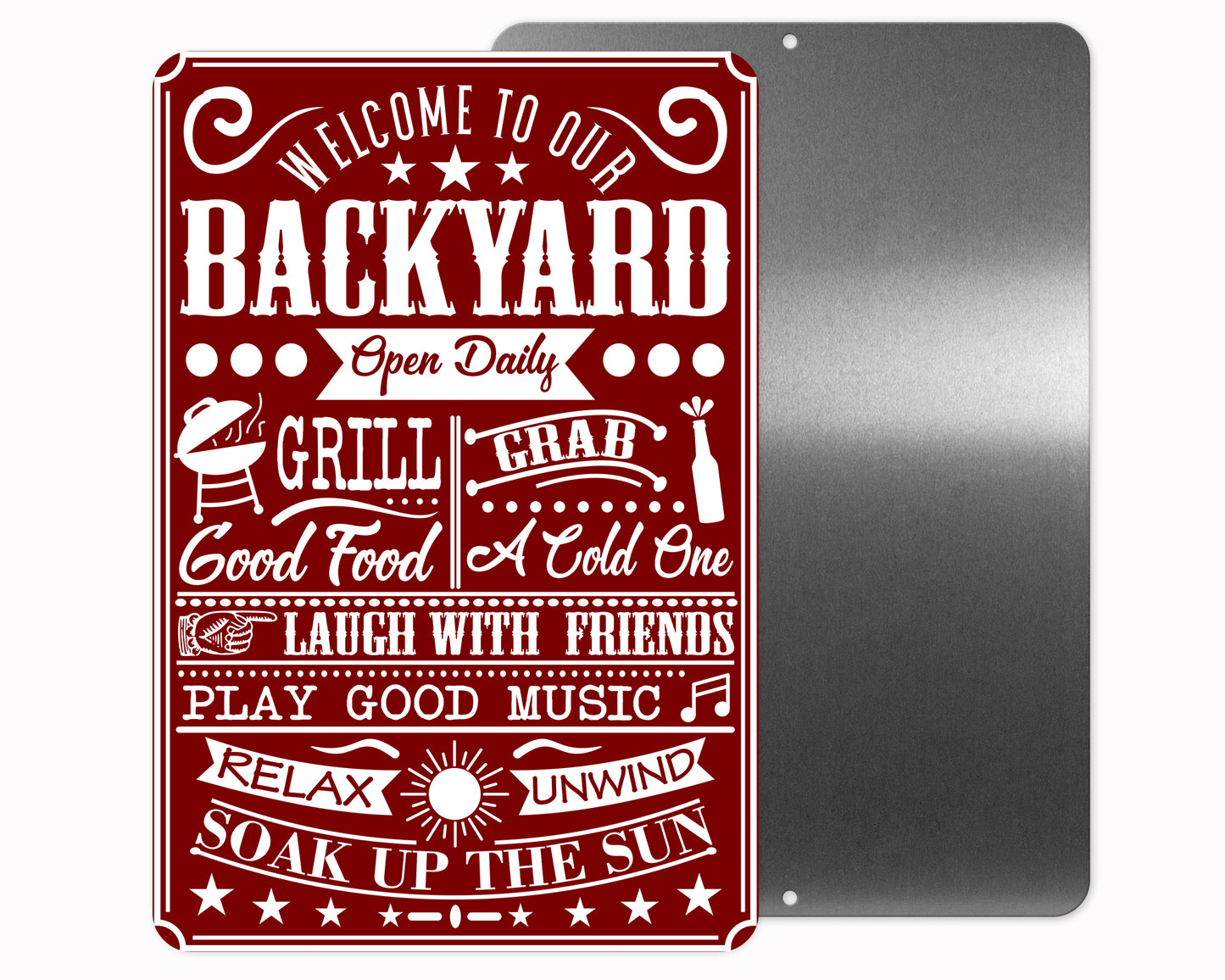 Welcome to Our Backyard Metal Sign