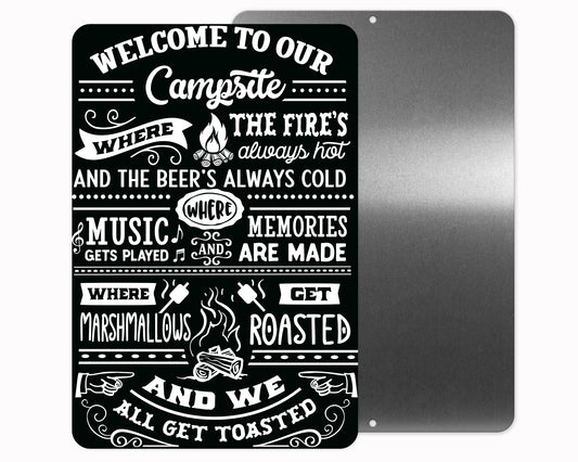 Welcome to Our Campsite Metal Sign